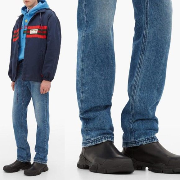 GUCCI MENS BOOTS LEON ANKLE CHELSEA LOGO BACK BLACK LEATHER sz 9G 9.5 US - Picture 2 of 14